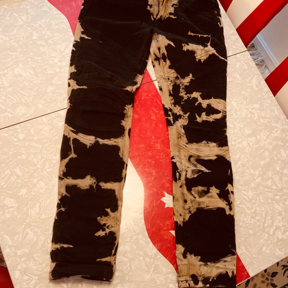 Current/Elliott Black and Tan Moto Stitching Ankle Skinny Jeans 27